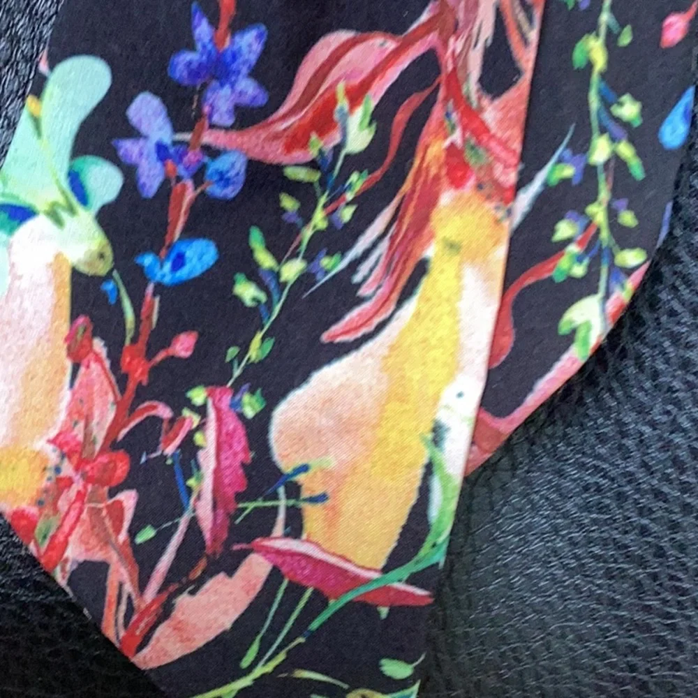 Anne Klein Elegant Pebbled Black Vegan Leather‎ Handbag With Floral Accent Scarf